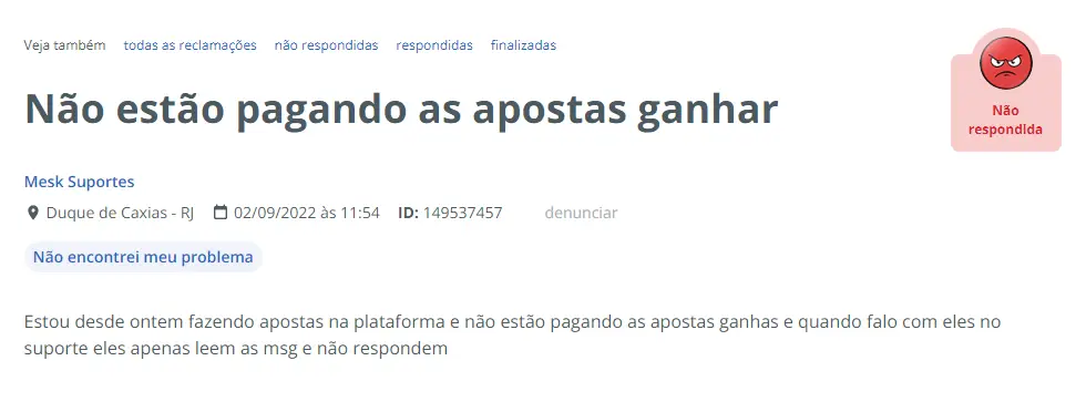 Reclame Aqui Mesk Apostas